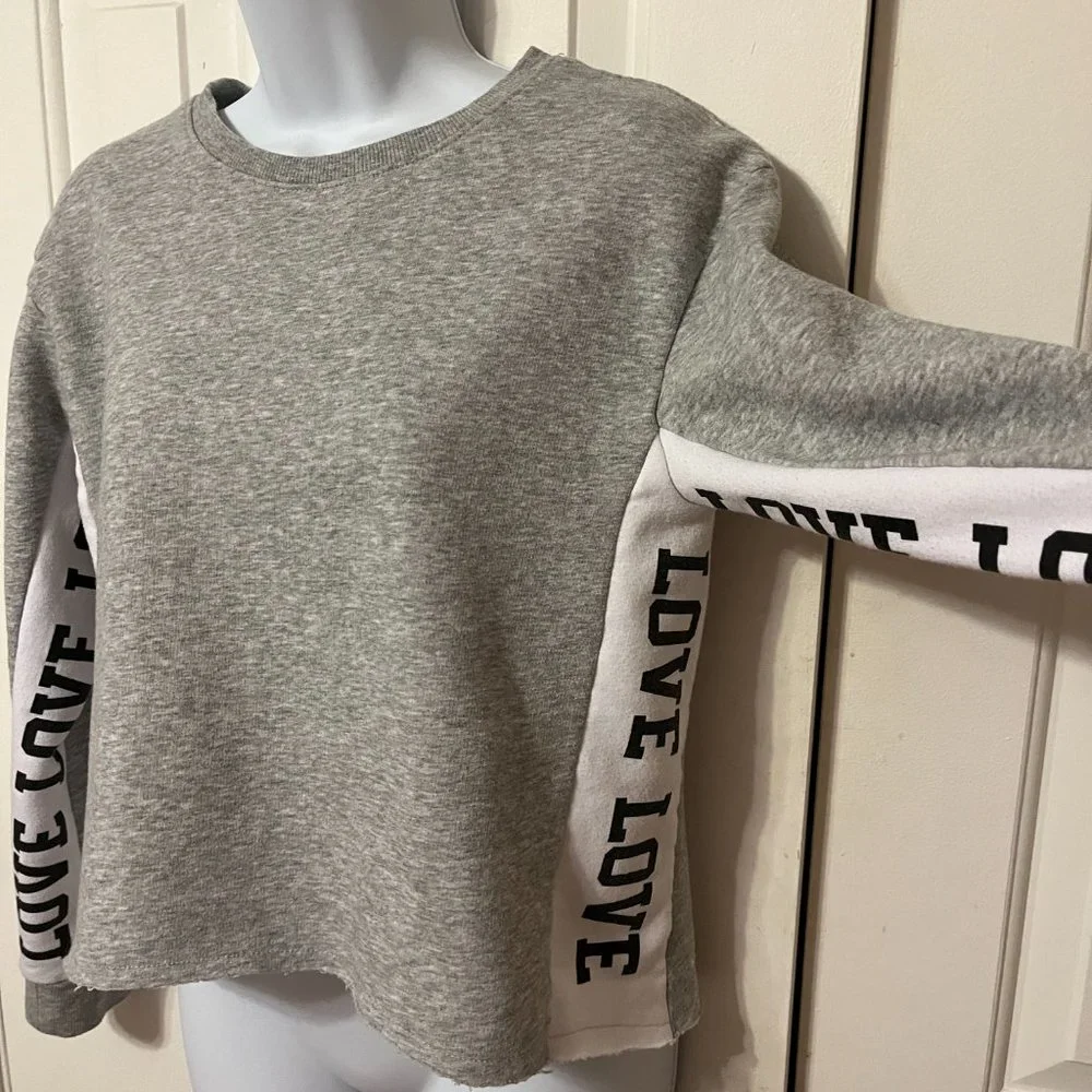 Justice cropped LOVE grey sweatshirt